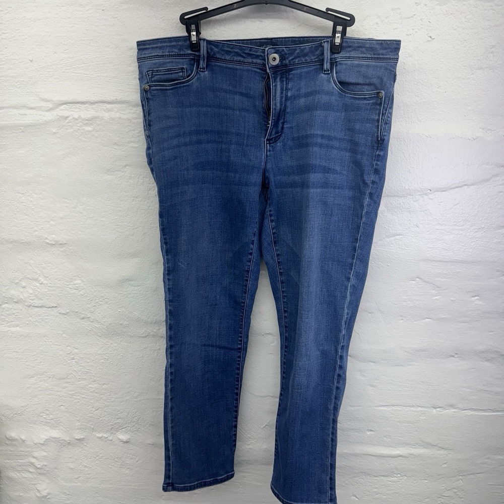 J Jill Authentic Fit Slim Ankle Jeans 14P Blue Medium Wash Womens Stretch‎ Denim